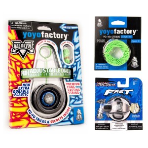 YoYoFactory PACK 5 ΚΟΡΔΟΝΙΑ + YOYO VELOCITY BLISTER black + HOLDER ΜΕΤΑΦΟΡΑΣ YOYO black