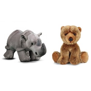 ΛΟΥΤΡΙΝΟ ΖΩΑΚΙ ΡΙΝΟΚΕΡΟΣ 33cm + ΛΟΥΤΡΙΝΟ ΖΩΑΚΙ ΚΑΦΕ ΑΡΚΟΥΔΑΚΙ 23cm